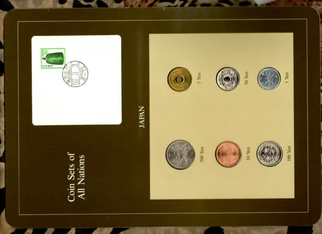 Coin Sets of All Nations Japan w/card 1980-1983 UNC 100 Yen 1981 500 Yen 1983