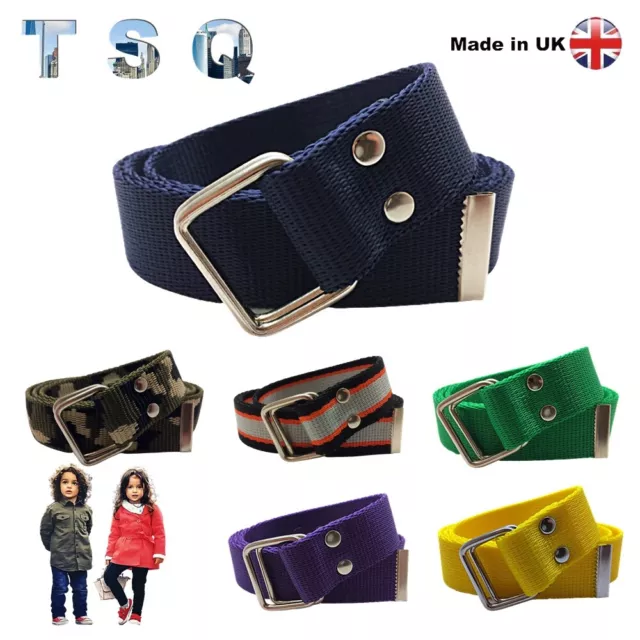 TSQ Kids Webbing Trouser Belt 1-12yrs 68-88cm Rectangles ADJ Strap Boys Girls UK