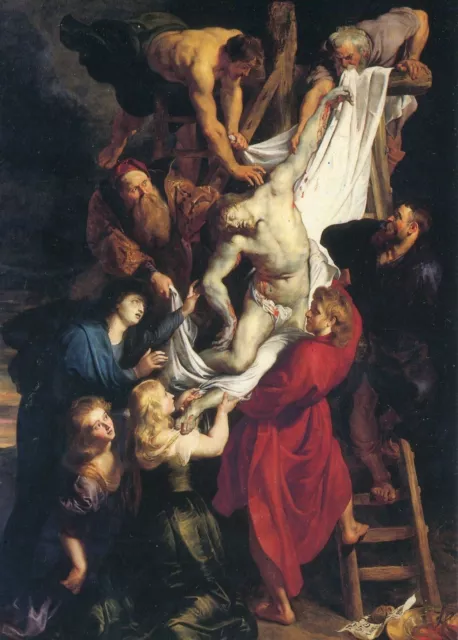 Alte Kunstpostkarte - Peter Paul Rubens - Die Kreuzabnahme