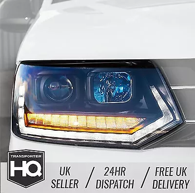 VW Transporter T5.1 Premium V2 LED DRL Headlights Sequential Indicator - BLACK