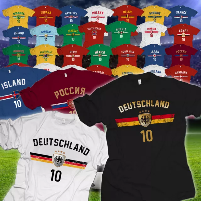 Fußball WM 2022 T-Shirt Nummer 10 Weltmeisterschaft Länder Trikot Fan
