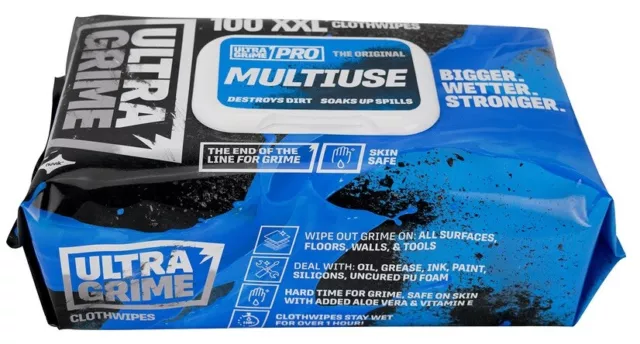 UltraGrime Pro Mehrzweck Industrielle Festigkeit Nasstücher XXL + in 100er Packungen 2