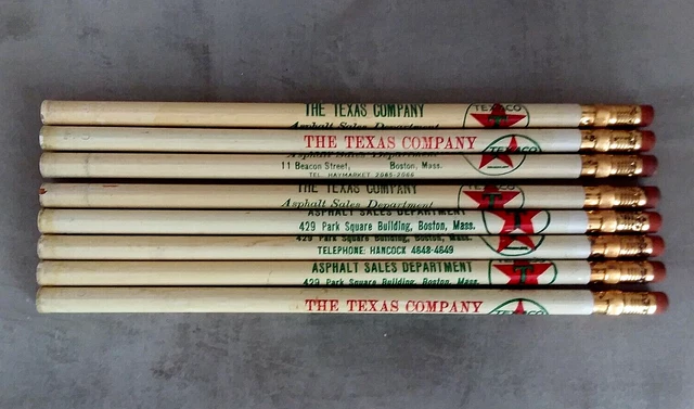 8 Vintage 1950s Texaco Pencils "The Texas Company" Unsharpened 4-diget Tel. #