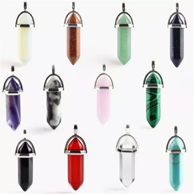 2PCS Cristal quartz naturel guérison Chakra Coupe pendentif pierres précieuses