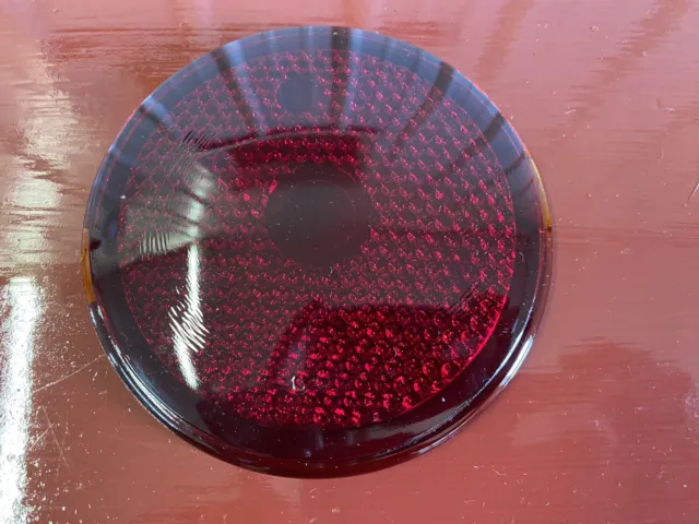 VINTAGE 1930 's 1940 's RED GLASS TAIL LIGHT LENS COBRO