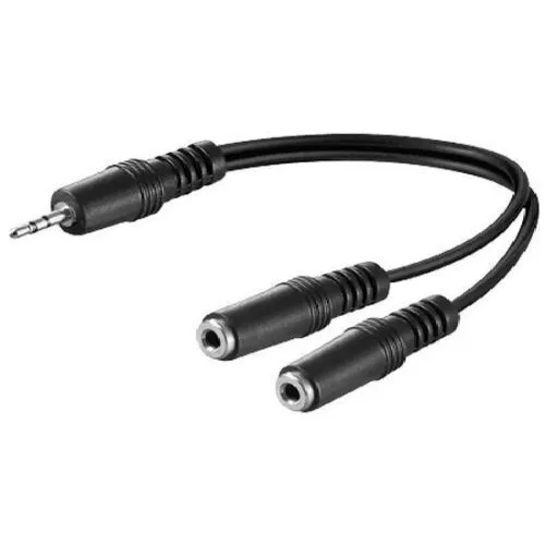 0.2m audio video 3.5mm stereo Y cable jack 2x socket soft coupling L