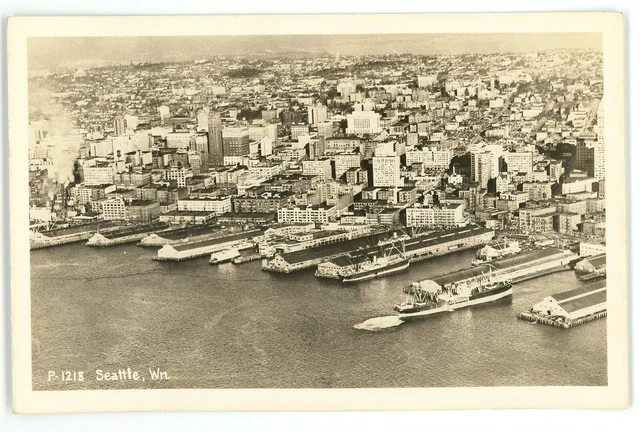 RPPC Aerial View of SEATTLE WA Washington Real Photo Postcard