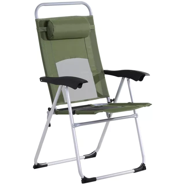 Outsunny Outdoor Garden Folding Chair  Armchair Reclining Seat w/Pillow Green