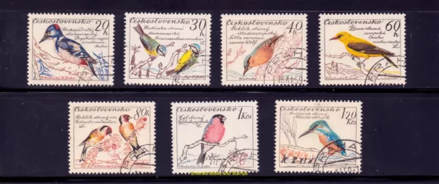 EBS Czechoslovakia 1959 - Beautiful Birds set - Michel 1163-1169 - CTO - cv $13