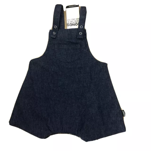 Bonds Baby Sz 000 Denim Short Overalls Dark Wash Unisex NWT