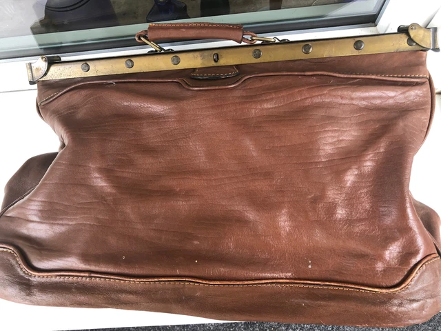 Alt Antike Arzttasche Hebammen Koffer Leder Vintage Handkoffer Architektentasche 4