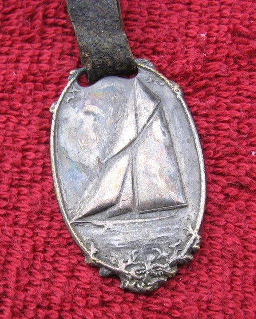 Antique Metal Sailboat Sail Ship Decorative Nautical FOB Sterling Silver?