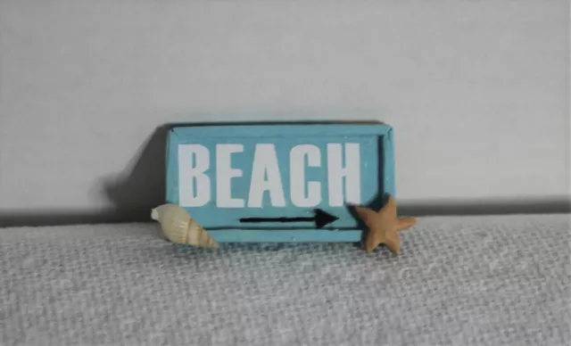 Original OOAK Mini Dollhouse Decorative Wood BEACH Sign N Woolmer
