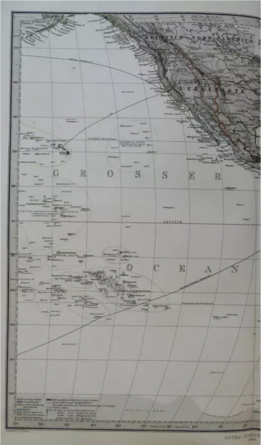 Polynesia Pacific Ocean Fiji Hawaii Tahiti Galapagos 1868 Petermann detailed map 3