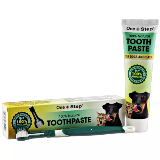 Toothpaste & Toothbrush for Dogs & Cats Allergen Free 100g Tube Peppermint