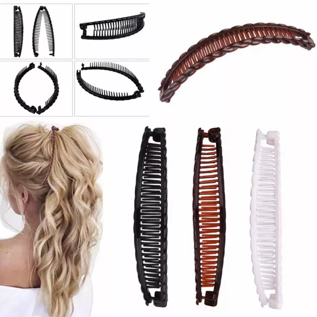 Large Banana Hair Clip Tort Twisted Long Fish Clip Comb Grip Women Long Hair UK