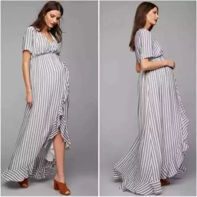 NWT Rachel Pally Empire Rayon True Wrap Dress Size Medium Striped Maternity