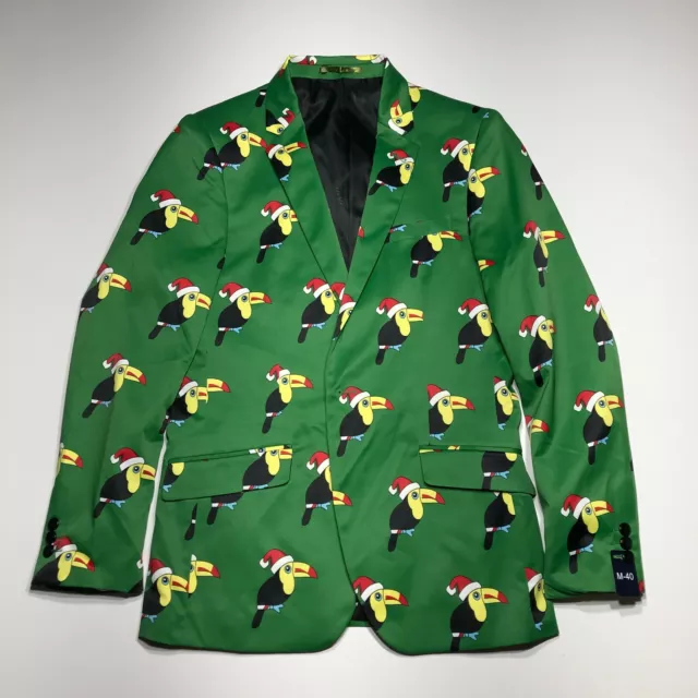 Suslo Couture Blazer Mens Size M/40 Slim Fit Toucan Santa Green Suit Jacket NWT 2