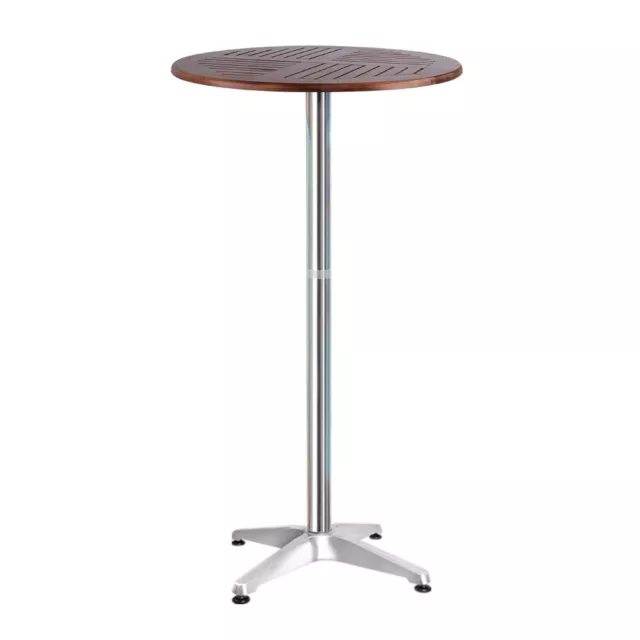 Gardeon Outdoor Bar Table Furniture Wooden Cafe Table Aluminium Adjustable Round