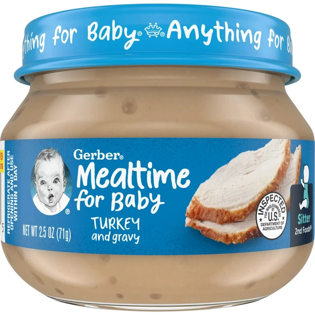 10 PACK 2nd Foods Baby Food Turkey and Gravy Mealtime for Baby, 2.5 oz glass jaR