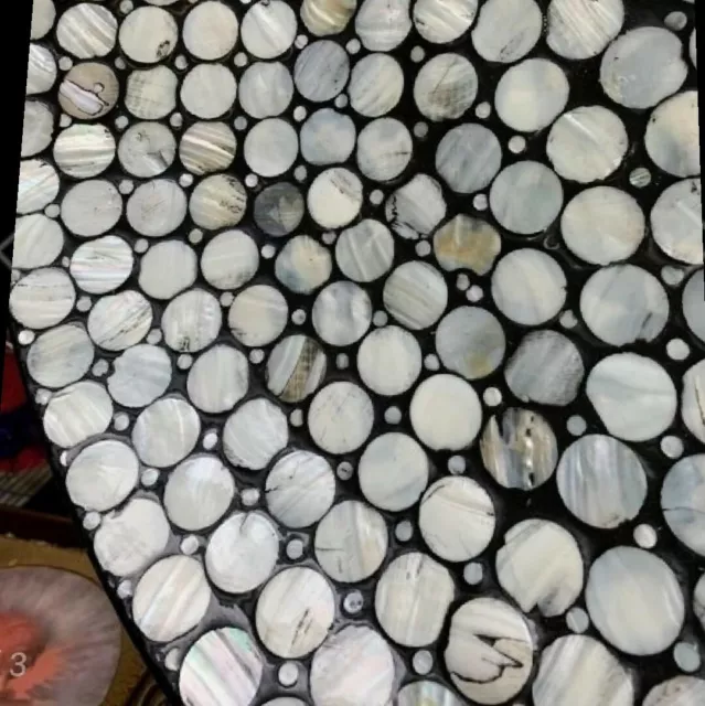 Vintage Large Mother Of Pearl ~ Inlaid & Lacquered~Wood Centerpiece/Bowl 16.5" W 2