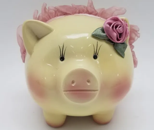Ceramic Pig In A Tutu Piggy Coin Bank 5"