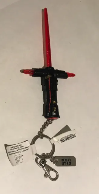 Disney Parks Star Wars Red Lightsaber Kylo Ren Keychain Key Ring Brand New