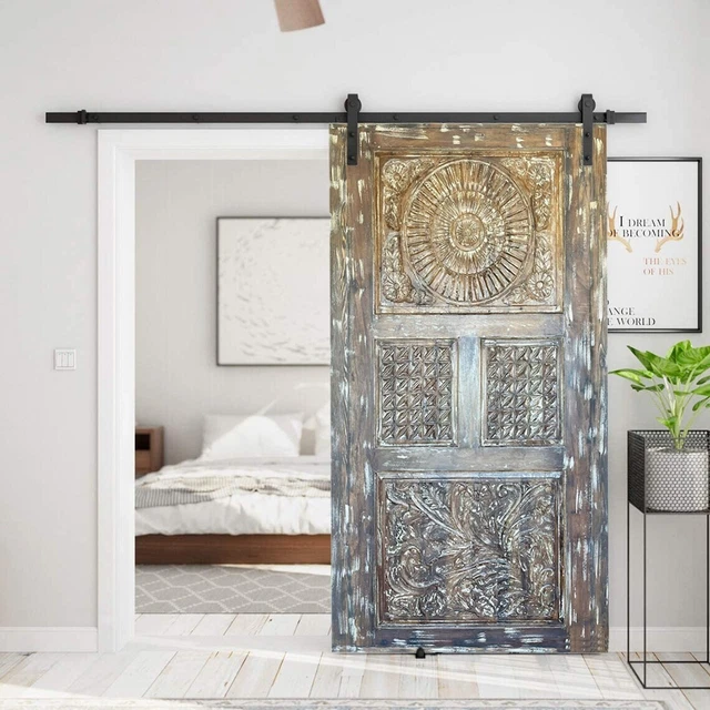CUSTOM ORDER PAIR of Vintage Wood Carved Barn Door, Floral Carved Doors, Sliding