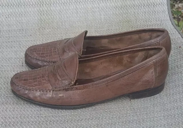 ALLEN EDMONDS BARBADOS Mens Size 10 B Brown Woven Penny  display picture 3