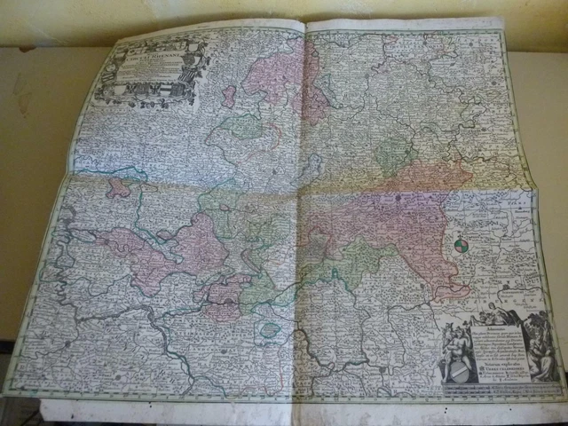 CARTE ANCIEN MATTHAUS SEUTTER ANTIQUE MAP MAPPA CIRCULI RHENANI XVIIIe ...