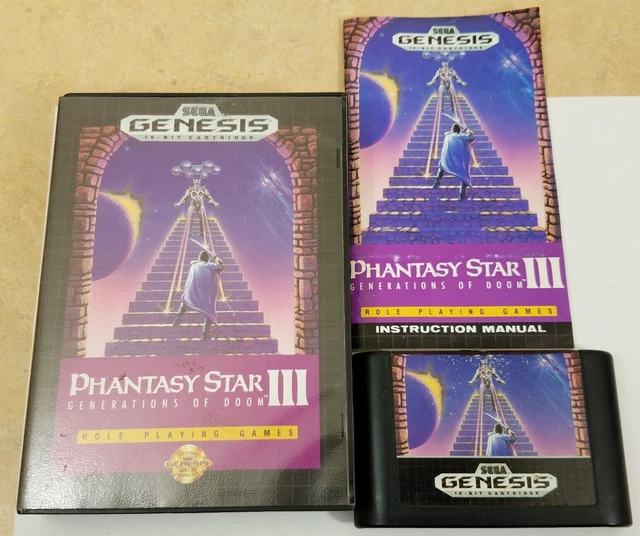 PHANTASY STAR III Generations of Doom- Sega Genesis Box and Game