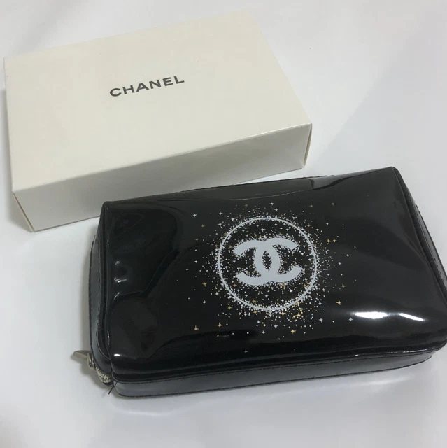 Chanel Beauty Cosmetic Bag Clutch Brushes Pouch Black Gifts Genuine