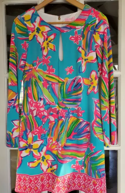 Lilly Pulitzer Fairfield Tunic Dress Sea Blue Summer Haze Engineered S (24151B)