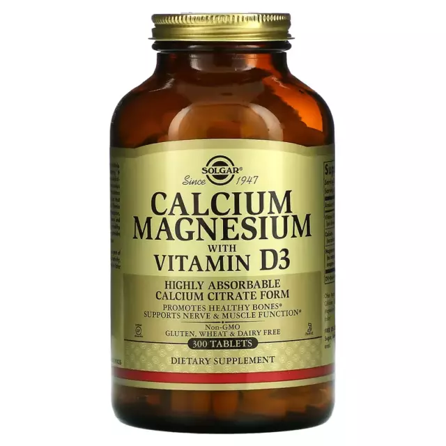 Solgar -Calcium Magnesium With Vitamin D3 - 300 Tablets - New Stock - Exp: