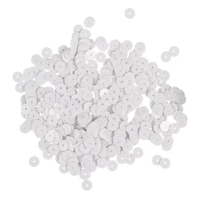 Sequins Smooth, 6mm Ø, White, Box - 4000 Pieces