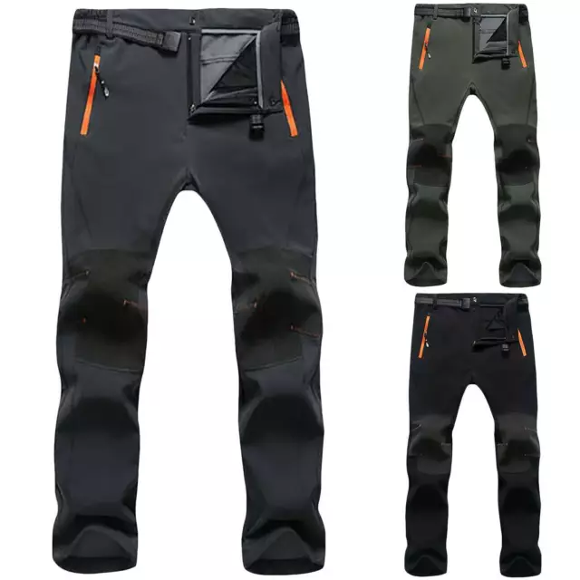 Mens Windproof Waterproof Hiking Trousers Winter Fleece Lined Climbing Ski Pants 3