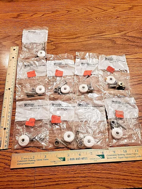 LOT of 9 Amerock BP856-30 White 1" Porcelain Knob Pull Polished Brass Base Stem