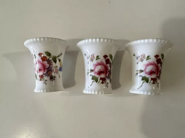 Royal Crown Derby  English Bone China “Derby Posies” vases X3