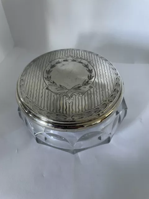 Vintage Homan MFG USA Silver Plate Dressing Table Trinket Powder Dish Jar