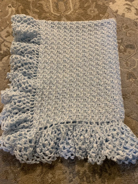 New Soft Blue Marble Hand Crocheted Baby Afghan/Blanket New Soft Blue Marble Hand Crocheted Baby Afghan/Blanket