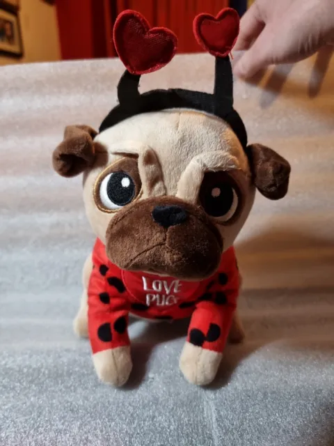 Pug Dog Ladybird Costume, Little Town 'Love Pug' Soft Plush Toy  11"