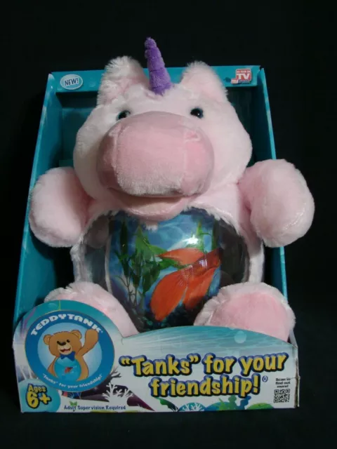 As Seen on TV Teddytank Plush Unicorn Fish Tank Coin Bank NEW