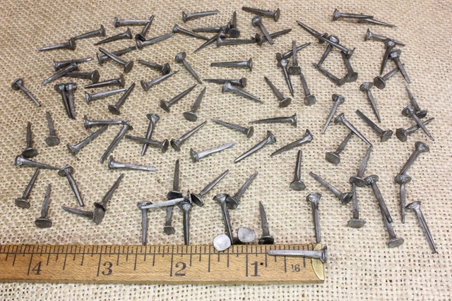3/4” square NAILS 200 quantity round small flat head brad vintage antique style