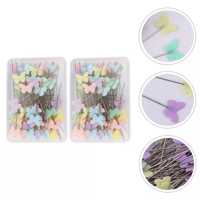 2 Boxes Plastic Butterfly Pin Office Wedding Décor Quilting for Sewing