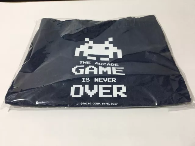 Official Taito THE ARCADE GAME IS NEVER OVER Space Invaders Denim Tote Bag Japan