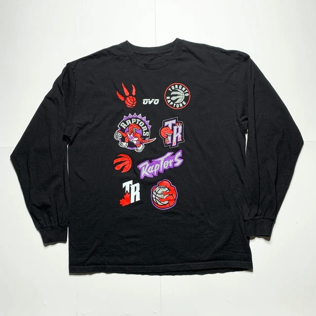 Octobers Very Own OVO Toronto Raptors Multi Logo Long Sleeve Shirt Size XL