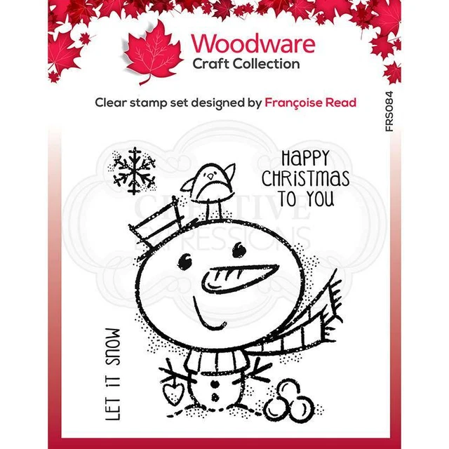 Woodware Little Snowman Snowflake 4 Piece Clear Stamp Set Christmas Card Making