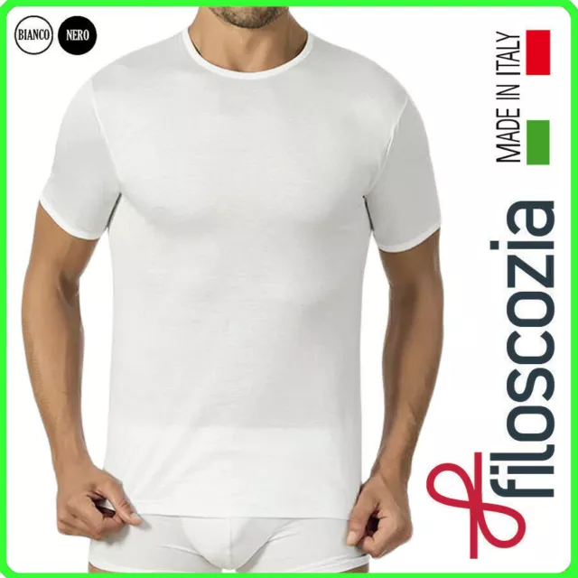 Maglia intima uomo FILO DI SCOZIA manica corta girocollo maglietta 100% cotone