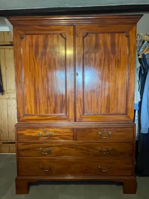 Antique Cherry Red Mahogany Linen Press (short)