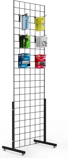 2' X 6' Standing Grid Panel Tower, Wire Grid Wall with T-Legs, Grid Rack for Ret